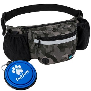 PetAmi Dog Fanny Pack, Pet Waist Belt Treat Pouch for Walking Training Hiking Running, Waste Bag Dispenser, Bottle Holder, Bowl, Pocket - 1 of 4