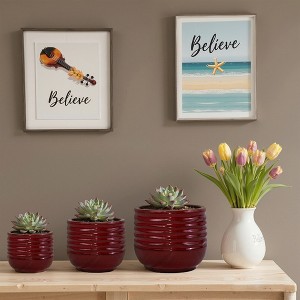 SpassWay 22" Dia Outdoor Indoor Ceramic Planter Pot Decorative Planter with Drainage Hole Patio Flower Pot - 1 of 4