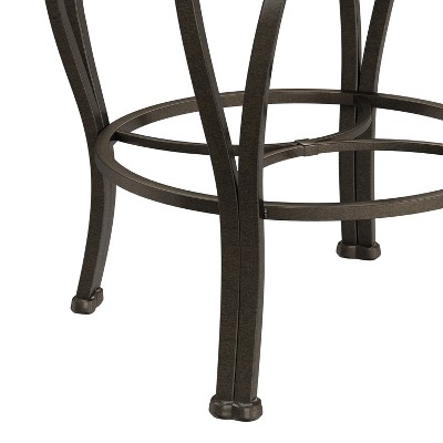 Brown Faux Leather Swivel Counter Stool with Steel Frame