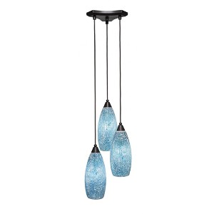 Toltec Lighting Europa 3 - Light Pendant in  Dark Granite with 5.5" Turquoise Fusion Shade - 1 of 1