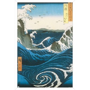 Trends International Utagawa Hiroshige - Naruto Whirlpool, Awa Province Framed Wall Poster Prints - 1 of 4