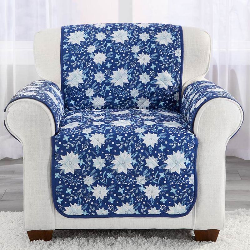 The Lakeside Collection Christmas Blue Floral Accent Pillow or Furniture Protectors, 2 of 3