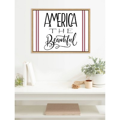 America The Beautiful Patriotic Canvas Print with Natural Frame