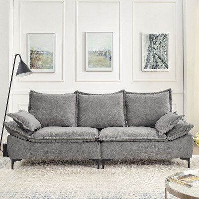 Modern Sofa Couches With Square Armrests, Removable Back Cushions, And  Waist Pillows-modernluxe : Target