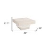HomeRoots 36" Natural White Solid Wood Square Geo Pedestal Coffee Table - 3 of 4