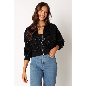 Petal and Pup Womens Stevie Sequin Bomber Jacket - Black XL - 1 of 4