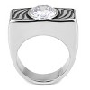 Slickblue Clear CZ Men’s Ring, Polished Stainless Steel with Inscribed Design, Bold Statement Jewelry, Sizes 8-13 - 3 of 4