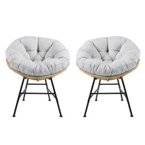 Christopher Knight Home 2pc Palos Outdoor Wicker Lounge Chair Light Gray - 1 of 4