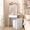 TIRAMISUBEST Small Vanity Desk with Mirror and Light, Dressing Table with Charging Station & Fold-up Panel, Makeup Vanity Set with Hidden Stool - 3 of 4
