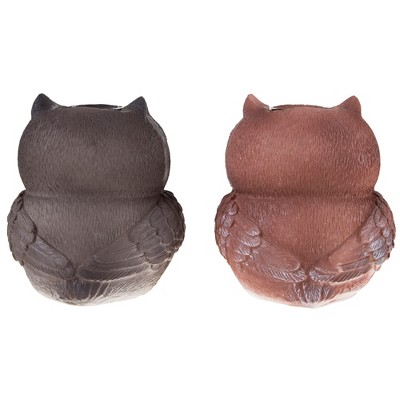 Solar-Powered Polyresin Owl Garden Statues Set of 2