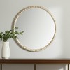 HomeRoots 30" Natural Solid Wood Beaded Round Framed Accent Mirror - 2 of 4