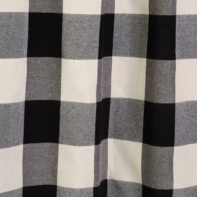 Grandin Black and Natural Plaid Shower Curtain, Polyester Cotton Blend