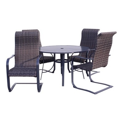 Courtyard Casual Santa Fe 5 pc  48" Round Dining Set with Wicker Spring   Includes one Round table and 4 Wicker Spring Chairs