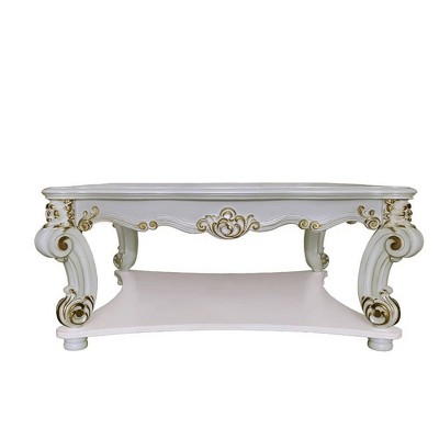 Vendome Antique Pearl Square Coffee Table with Scrolled Legs