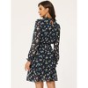 INSPIRE CHIC Women's Stand Collar Smocked Waist Sheer Sleeve Ruffle Layers Floral Chiffon Dress - 4 of 4