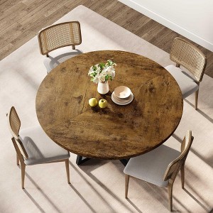 47Inch Round Dining Table for 4-6 People, Dining Room Table with Metal Pedestal Base - 1 of 4