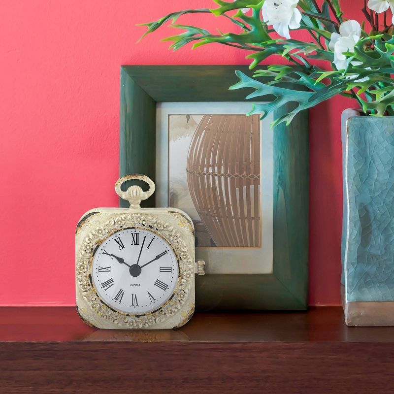 Small Weathered Table Clock White - Stonebriar Collection, 4 of 7