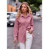 Womens Button Down Shirts Oversize Casual Boyfriend Long Sleeve Button Up Shirt Women Plus Size Blouses Tops with Pocket - 2 of 4