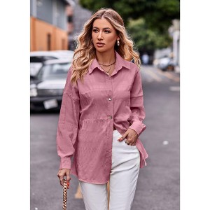 Womens Button Down Shirts Oversize Casual Boyfriend Long Sleeve Button Up Shirt Women Plus Size Blouses Tops with Pocket - 1 of 4