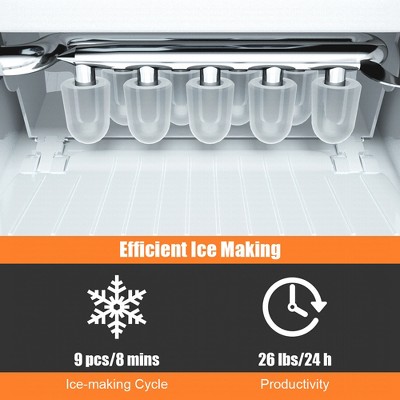 Black Glass Portable Countertop Ice Maker with Scoop