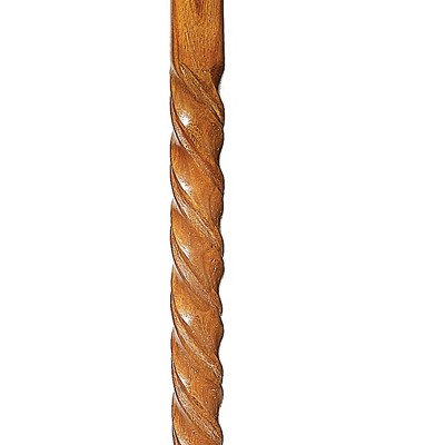 Solid Hardwood Walking Stick with Brass Detail, 36" Length