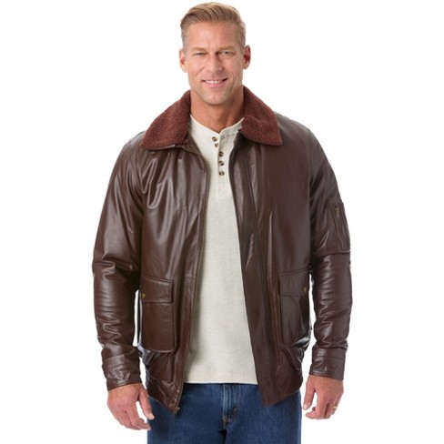 Mens leather popular bomber jacket- xl