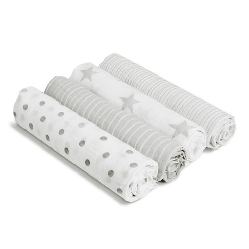 aden anais Muslin Swaddle Blankets Dusty Light Gray 4pk