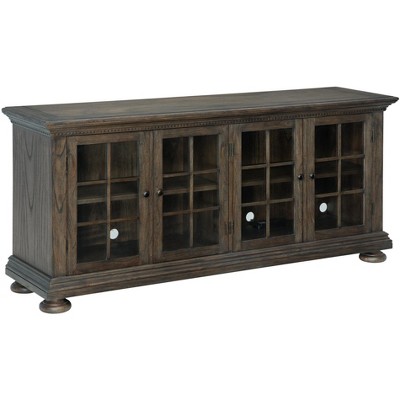 Wellington Java 72'' Traditional Brown TV Stand with Glass Doors