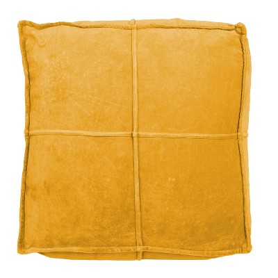 Goldenrod Yellow Square Cotton Velvet Pouf