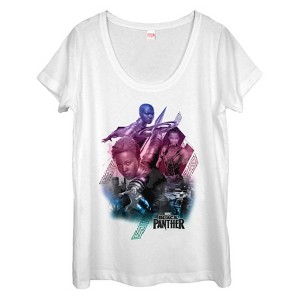 Women's Marvel Black Panther 2018 Warrior Rainbow Stripes Scoop Neck - 1 of 3