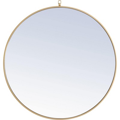 Elegant Lighting Metal frame Round Mirror with decorative hook 36 inch Brass finish