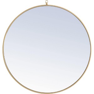 Elegant Lighting Metal frame Round Mirror with decorative hook 36 inch Brass finish - 1 of 4