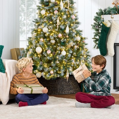 6ft Frosted Pine Christmas Tree with Multicolor LED Lights