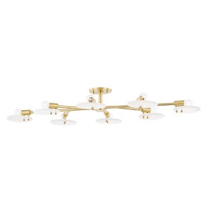 Mitzi Giselle 8 - Light Semi-Flush Mount in  Aged Brass Whitecandy Shade - 1 of 2