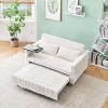 VASIP Multi-Functional Black Corduroy Sofa Bed w/ Pull-Out Design, Movable Tabletop & USB Ports | Perfect for Living Room & Bedroom - 3 of 4