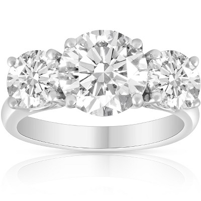 Pompeii3 5Ct Three Stone Moissanite Ring 10k White Gold