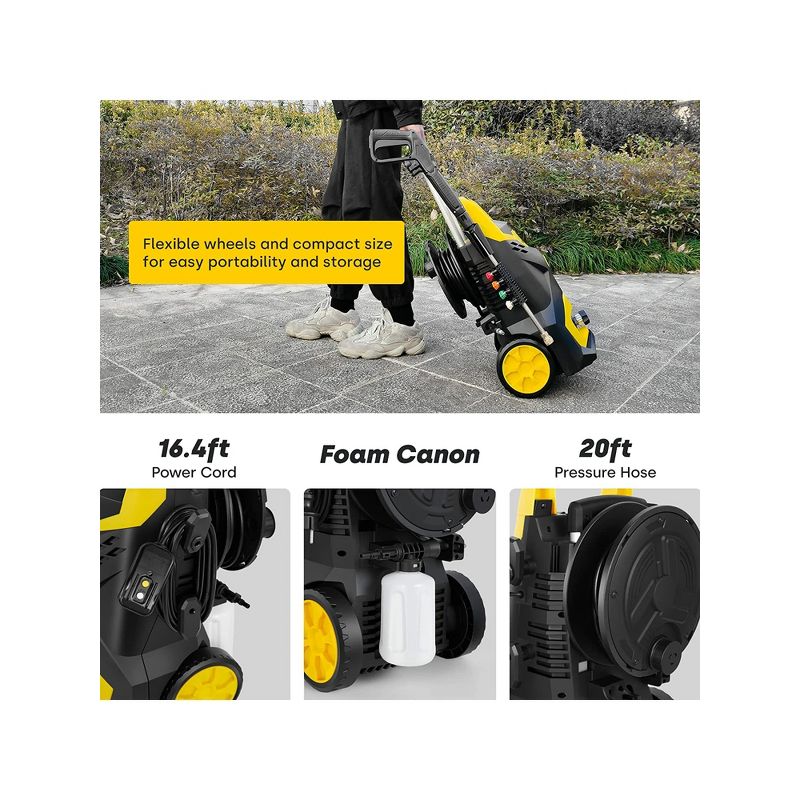Enventor 2300 PSI Electric Portable Compact Powered Pressure Washer for Cars, Patios, Driveways, 6 of 10
