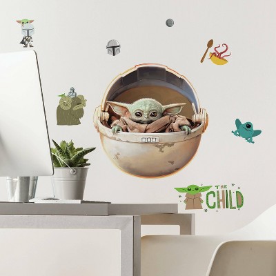 The Mandalorian The Child Painted Peel and Stick Kids' Wall Decal - RoomMates: Vinyl Self-Adhesive, 10 Pieces, Multicolored