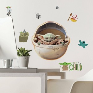 The Mandalorian The Child Painted Peel and Stick Kids' Wall Decal - RoomMates: Vinyl Self-Adhesive, 10 Pieces, Multicolored - 1 of 4