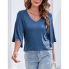 Chiffon Blouses for Women Ruffle 3/4 Sleeve Dressy V Neck Casual Flowy Tunic Tops - 4 of 4