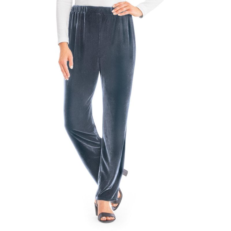 Collections Etc Comfy Velvet Pull-On Elasticized Waist Pants, 3 of 5