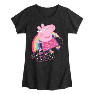 Girls' - Peppa Pig - Play Happy Rainbow Fitted Short Sleeve Graphic T-Shirt - 1 of 4