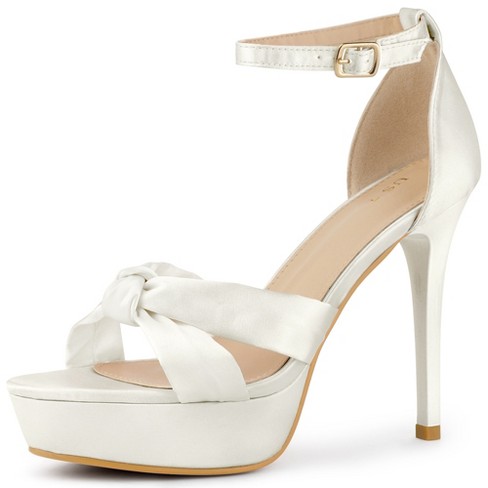 Allegra K Women's Satin Twist Knot Platform Contrast Stiletto Heel Sandals  White 10 : Target