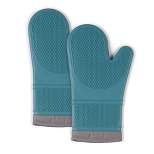 2pk Silicone Oven Mitts Teal - Town & Country Living