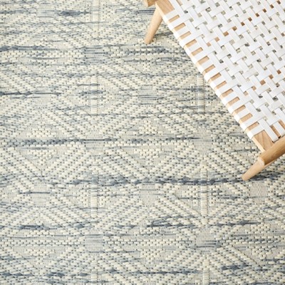 Handmade Gray Geometric Wool Flat Woven Rug 5' x 8'
