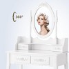 GlasFlength Makeup Vanity Table Set with Drawer, Girls Women Bedroom Furniture Set Oval Mirror with Cushioned Stool, White 29.53"*15.75"*56.3" - 2 of 4