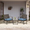 Aoodor 3 Pieces Patio Furniture Set Outdoor Rattan Conversation Bistro Set with Coffee Table for Yard, Garden, Balcony,Backyard - 2 of 4