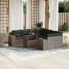 vidaXL Patio Sofa Set with Cushions Outdoor Furniture 9 Piece Poly Rattan - Gray without storage - 2 of 4