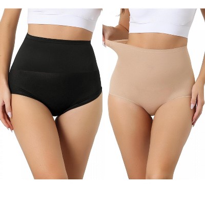 Allegra K Women's High Waisted Light Breathable Control Panties 2 Packs