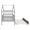 NicBex Twin Size Bunk Bed Classic House Shape Loft Bed Draggable Design Pine Bed Frame with Wheels and Guardrails, No Box Spring Required - 4 of 4